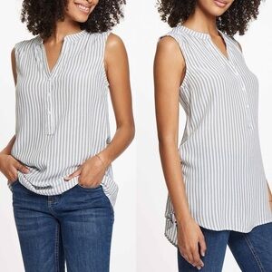 BeachLunchLounge Kammara Sleeveless Striped Top Sz L Blue